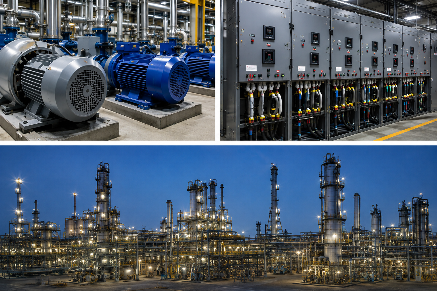 Industrial motors, switchgear and process plant